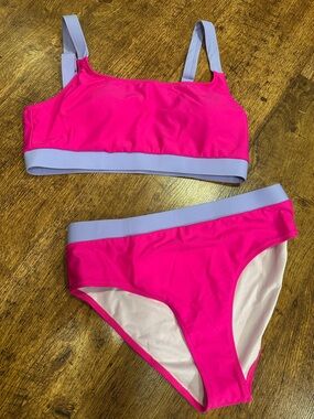 Cupshe Hot Pink Bikini with Lavender Trim